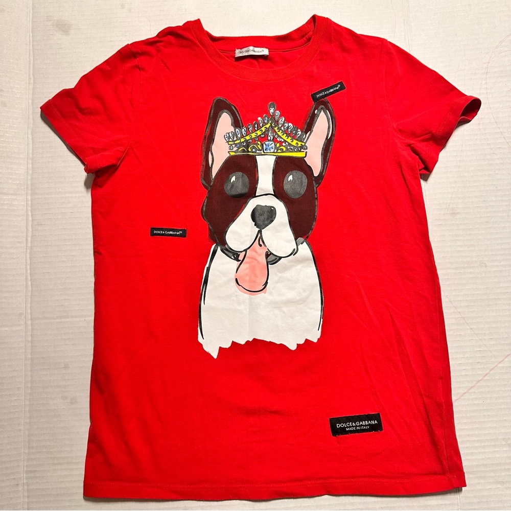 Dolce & Gabbana Kids Crown Dog Tee – Made in Italy – Excellent Condition 🐶👑✨